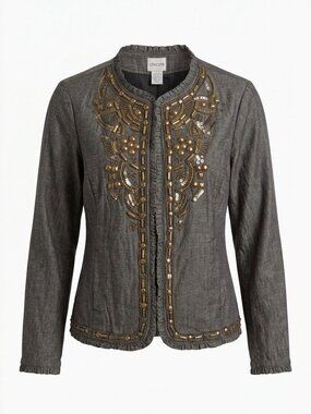 Cotton/polyester jacket, NEW with tags, Chico's Golden Trinket Royalty, Size 1